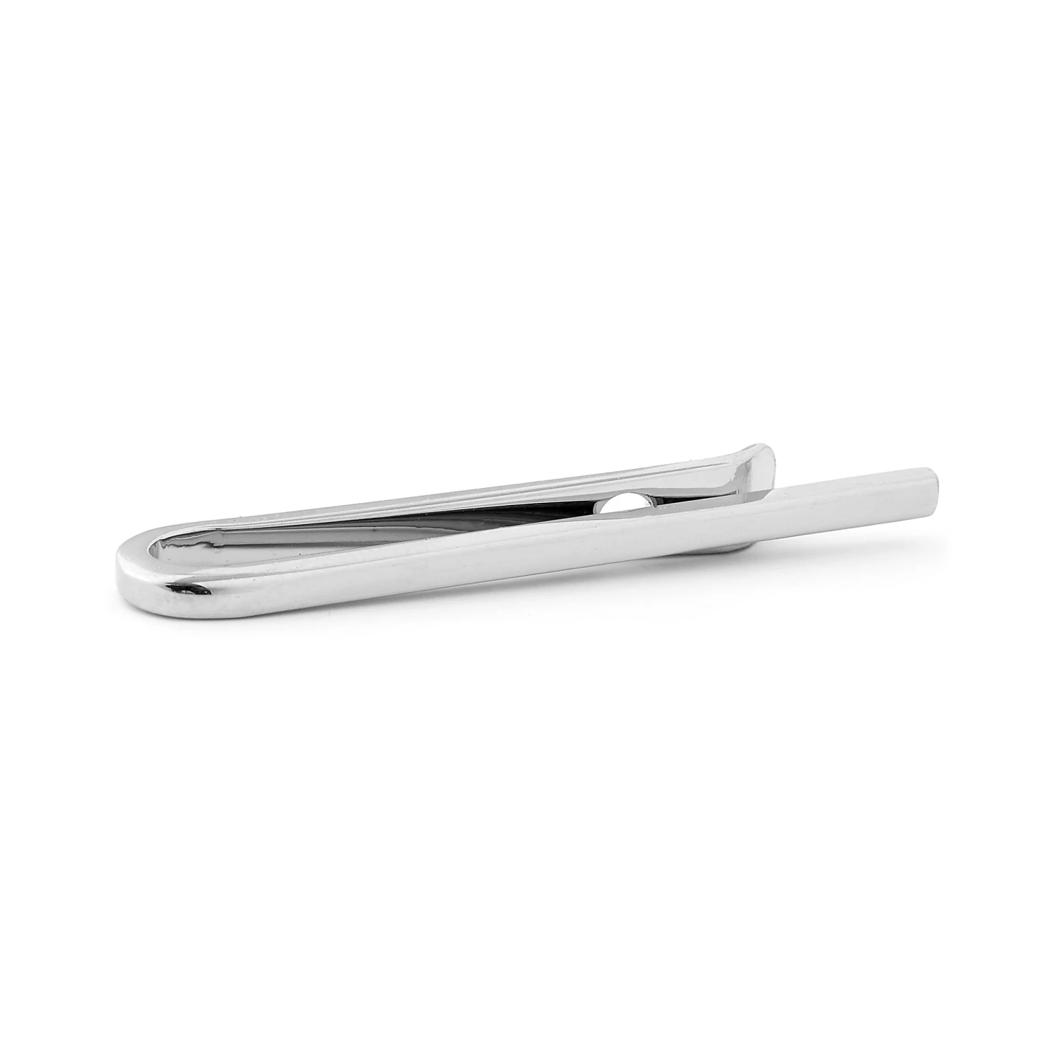 Warren Asher Simple Silver-Tone Stainless Steel Tie Bar With Hole 1 Warren Asher Simple Silver-Tone Stainless Steel Tie Bar With Hole