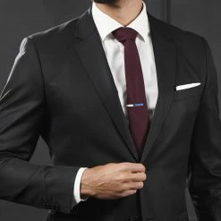 Bohemian Revolt Geo Remix | Silver-Tone & Blue Square Stainless Steel Tie Bar -Cheap TIE CLIPS Store ste megashoot tieclips 19427 45