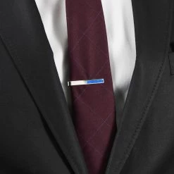 Bohemian Revolt Geo Remix | Silver-Tone & Blue Square Stainless Steel Tie Bar -Cheap TIE CLIPS Store ste megashoot tieclips 19427 46