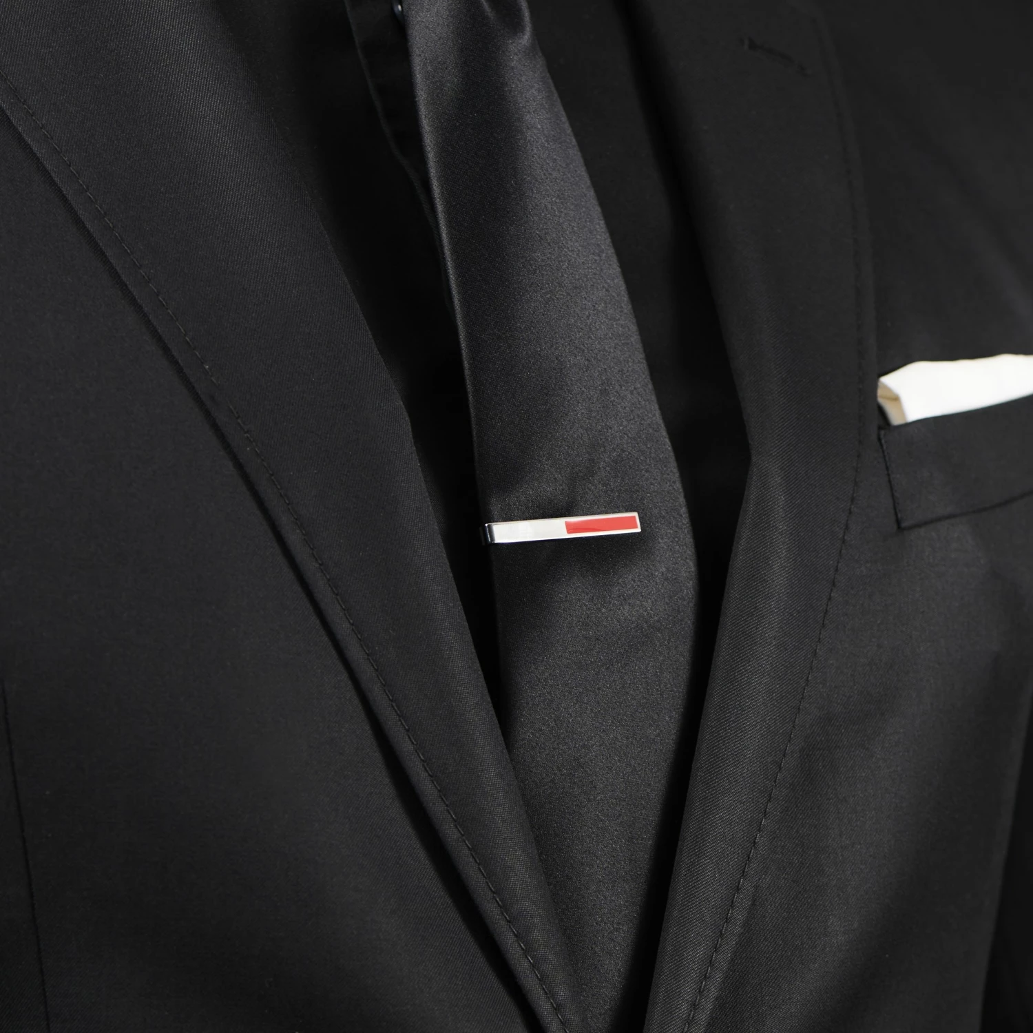 Bohemian Revolt Geo Remix | Silver-Tone & Red Square Stainless Steel Tie Bar 5 Bohemian Revolt Geo Remix | Silver-Tone & Red Square Stainless Steel Tie Bar - Image 5