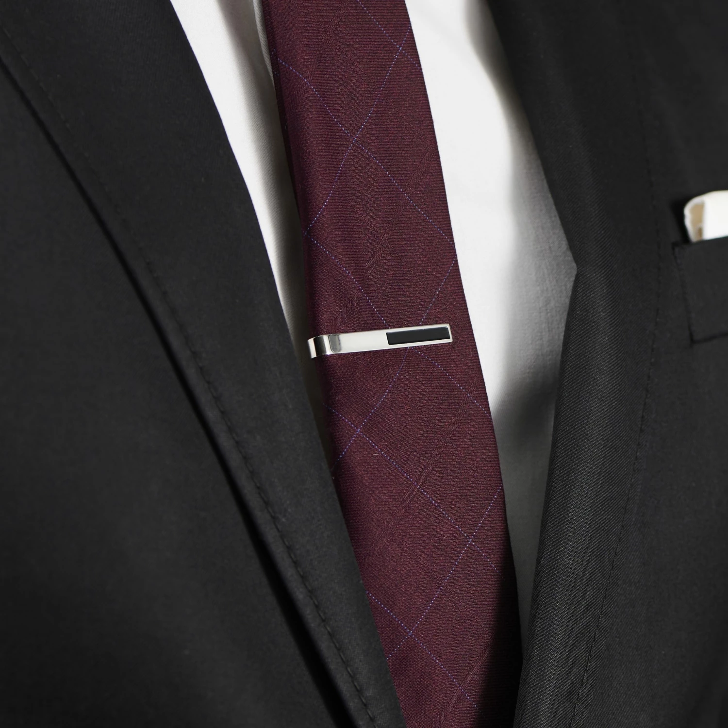 Bohemian Revolt Geo Remix | Silver-Tone & Black Square Stainless Steel Tie Bar 5 Bohemian Revolt Geo Remix | Silver-Tone & Black Square Stainless Steel Tie Bar - Image 5