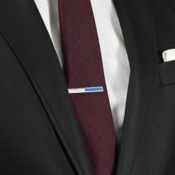 Bohemian Revolt Geo Remix | Long Silver-Tone & Blue Square Stainless Steel Tie Bar -Cheap TIE CLIPS Store ste megashoot tieclips 19430 49