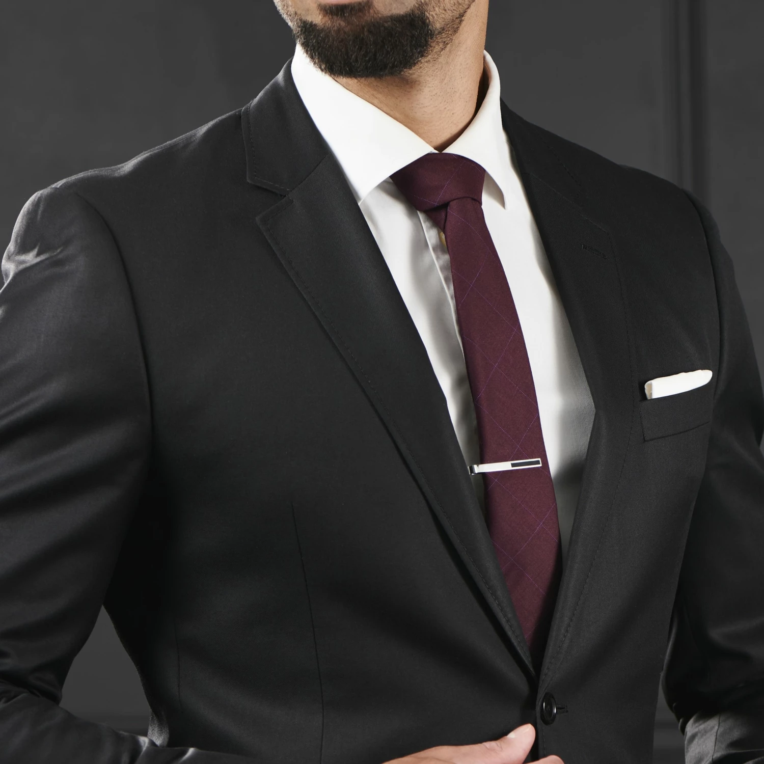 Bohemian Revolt Geo Remix | Long Silver-Tone & Black Square Stainless Steel Tie Bar 6 Bohemian Revolt Geo Remix | Long Silver-Tone & Black Square Stainless Steel Tie Bar - Image 6