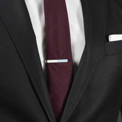 Bohemian Revolt Geo Remix | Silver-Tone & Sky Blue Square Stainless Steel Tie Bar -Cheap TIE CLIPS Store ste megashoot tieclips 19434 482