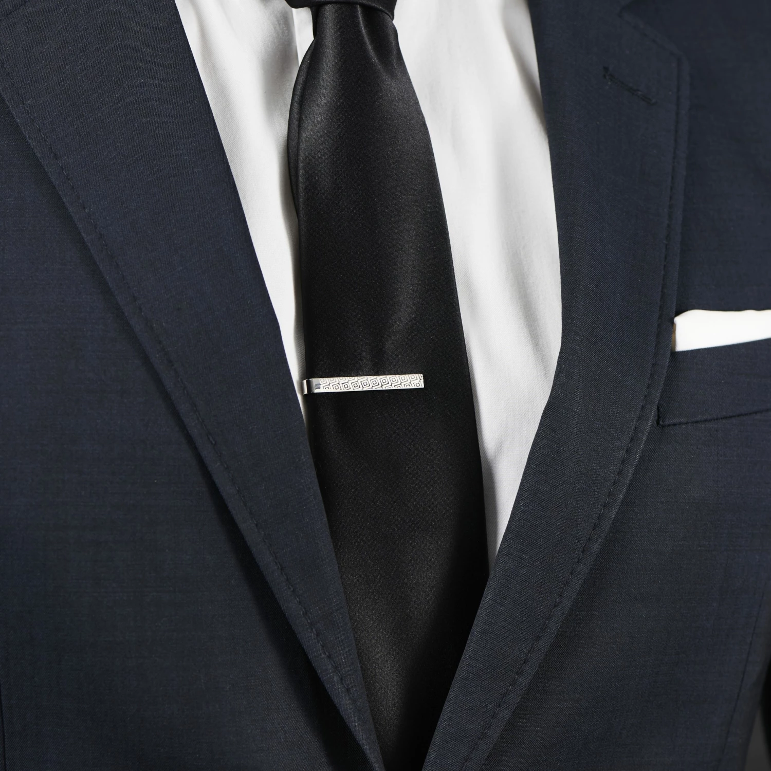 Bohemian Revolt Geo Remix | Silver-Tone & Grey Patterned Stainless Steel Tie Bar 4 Bohemian Revolt Geo Remix | Silver-Tone & Grey Patterned Stainless Steel Tie Bar - Image 4