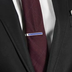 Bohemian Revolt Geo Remix | Silver-Tone & Blue Stone Stainless Steel Tie Bar -Cheap TIE CLIPS Store ste megashoot tieclips 20175 44